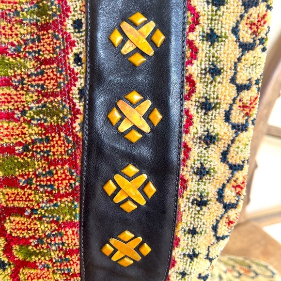 CALLEEN CORDERO Colorful Blanket Ikat Copper Studded Wood Clog Heel Boots 7 USA! - Picture 11 of 12